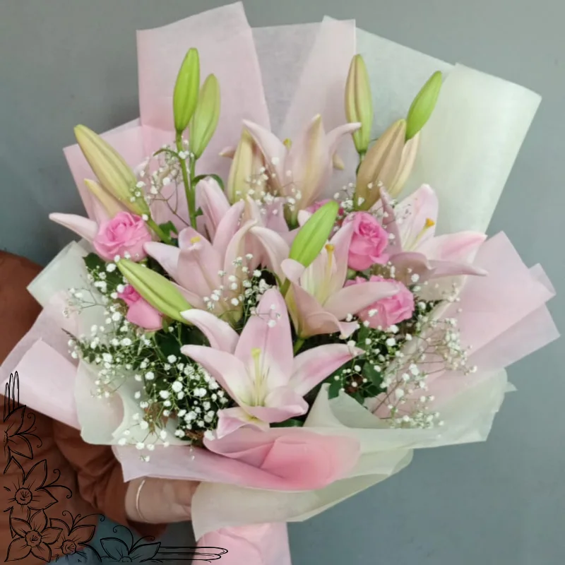 Pink Lilies & Roses Bouquet